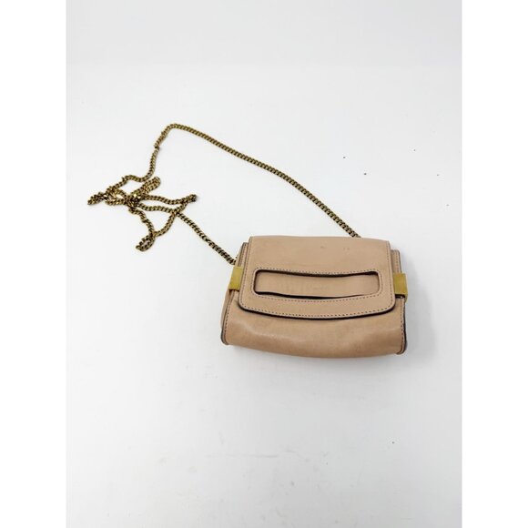 Chloé Elle Mini Leather Shoulder Bag Chain Strap Gold Tone Hardware Pink - Picture 1 of 10